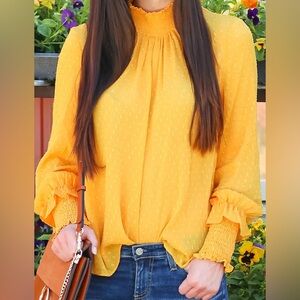 English Factory Swiss Dot Blouse: Marigold Size S